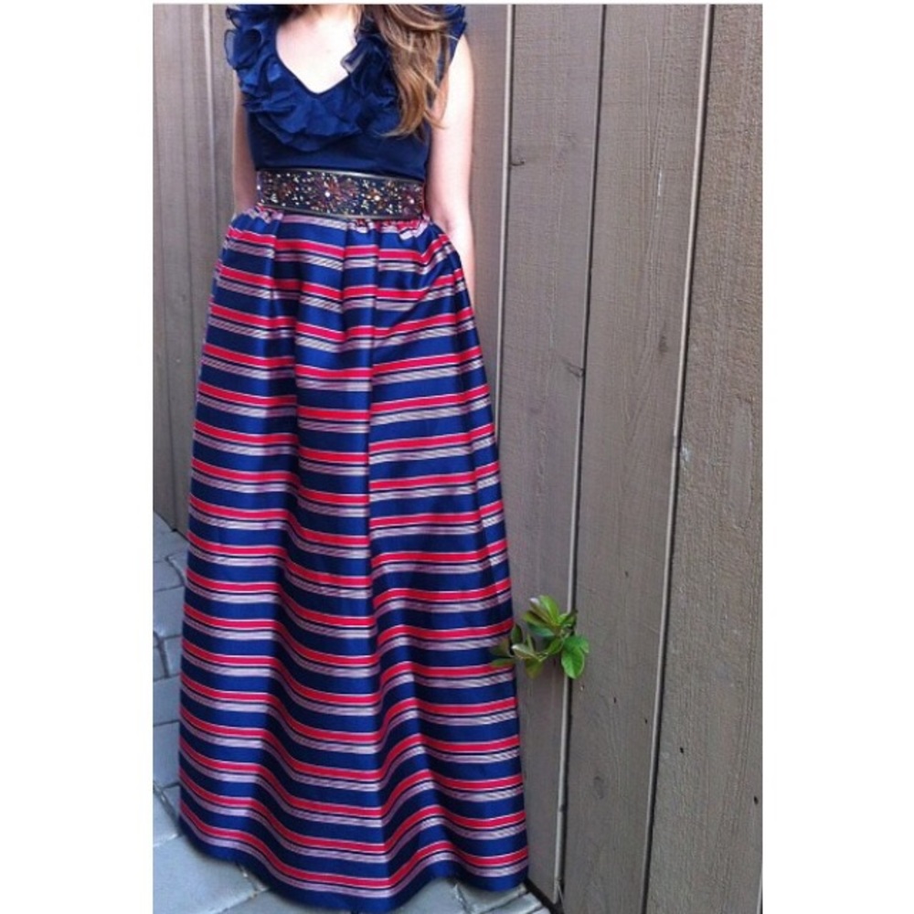 Vintage blue and red dress gown 60s